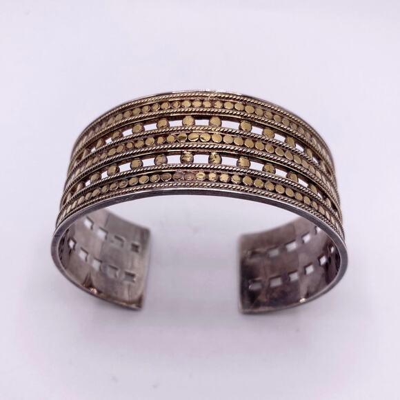 Anna Beck Sterling Silver Open Cuff with Gold Vermeil Dots - Picture 2 of 6